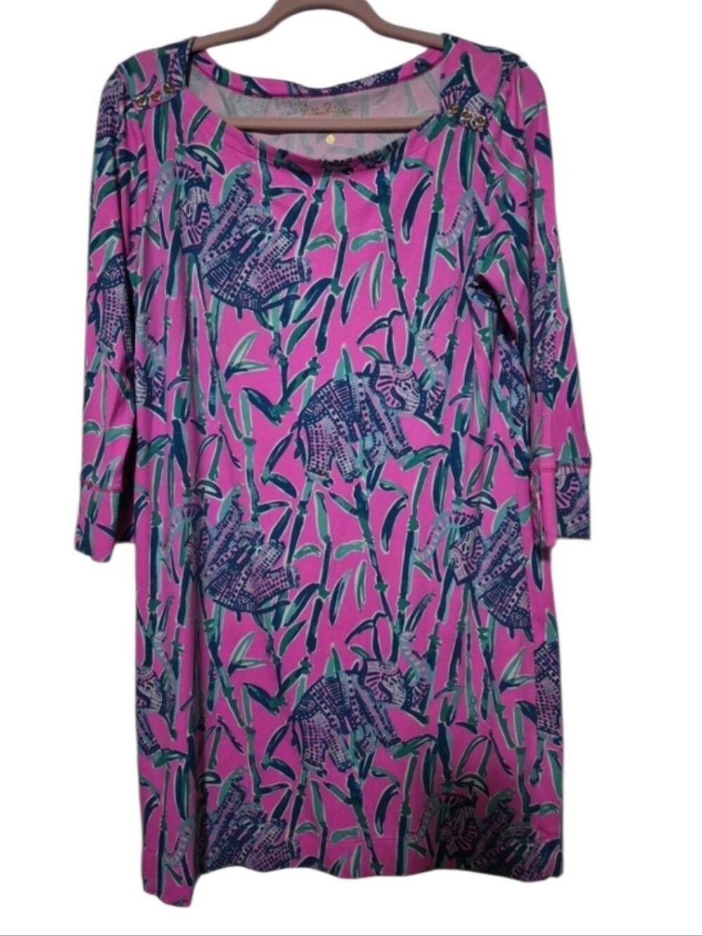 Lilly Pulitzer Size Large Sophie Dress Mandevilla Pink Extra Lucky Elephants